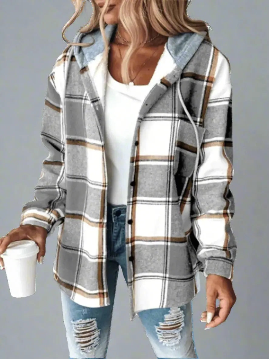 Sophie | Hooded flannel shirt Fondo Moda